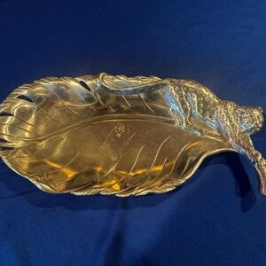 Arthur Court Leaf-Shaped Tray with Leopard Design